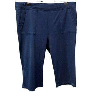 LAUREN Ralph Lauren Active Pull On Capri Pants Womens Plus 3X Navy Blue Crop